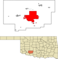 Comanche County Oklahoma Incorporated areas highlighting Lawton