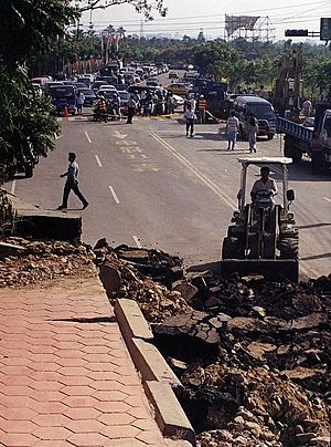 Earthquake- road crack
