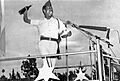 Ethiopian dictator Mengistu Haile Mariam throws red bottle in emotional speech