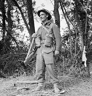 Fusilier Tom Payne from 11 Platoon, 'B' Company, 6th Battalion, Royal Welsh Fusiliers, Normandy, 12 August 1944. B9005