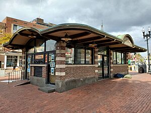 Harvard Square Subway Kiosk from the southeast, November 2020.jpg