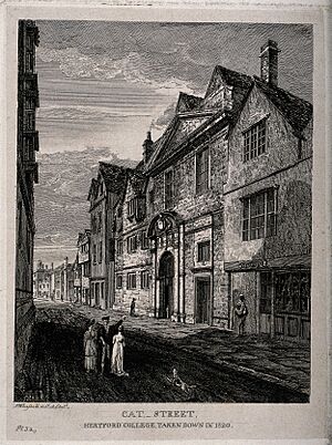 Hertford College, Oxford. Etching by J. Whessall after himse Wellcome V0014114