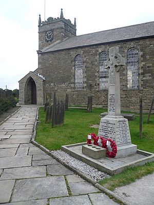 Holmesfield - Church of St.Swithin and Memorial - geograph.org.uk - 1228993.jpg