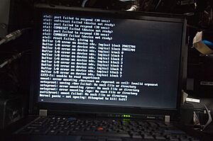 ISS laptop hard drive failure error message