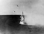 Kamikaze attacks USS Columbia (CL-56) in Lingayen Gulf on 6 January 1945 (NH 79449)