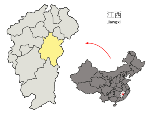 Location of Fuzhou Prefecture within Jiangxi (China)