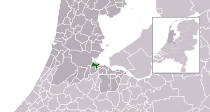 Highlighted position of Diemen in a municipal map of North Holland