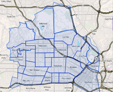 Map Central Los Angeles region of Los Angeles, California