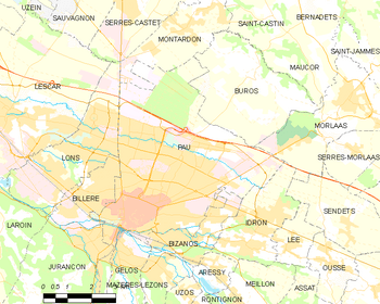 Map of the commune of Pau