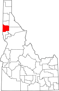 Map of Idaho highlighting Latah County