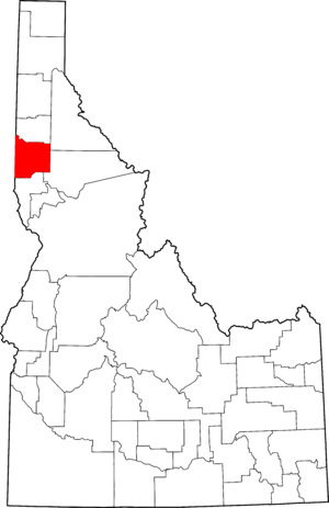 Map of Idaho highlighting Latah County