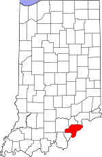 Map of Indiana highlighting Clark County