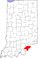 Map of Indiana highlighting Clark County
