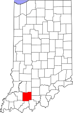 Map of Indiana highlighting Dubois County