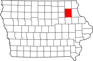 Map of Iowa highlighting Fayette County