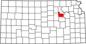 Map of Kansas highlighting Geary County