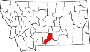 Map of Montana highlighting Stillwater County