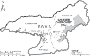 Map of Swain County North Carolina With Municipal and Township Labels