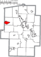 Map of Tuscarawas County Ohio Highlighting Sugarcreek Village