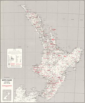 New Zealand North Island Counties and Districts Map 1981