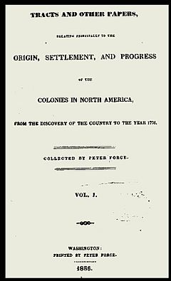 Peter Force, book cover, 1886, Origin, Settlement and Progress