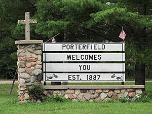 Porterfield welcome sign on Church Street