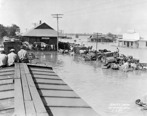 Railroad Station in Egremont, Mississippi during 1927 flood