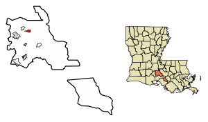 Location of Henderson in St. Martin Parish, Louisiana.