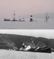 Sunken steamer Carlos Haverbeck and Canelos - Chile, in the autumn of 1960