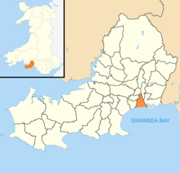 Swansea Wales communities - Castle locator.png