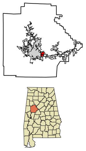 Location of Cottondale in Tuscaloosa County, Alabama.