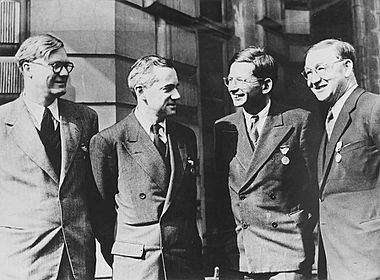 William Penney, Otto Frisch, Rudolf Peierls and John Cockroft