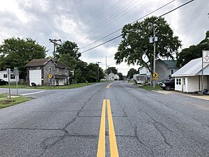 2022-07-17 14 39 40 View west along Main Street between Church Street and Broad Street in Farmington, Kent County, Delaware