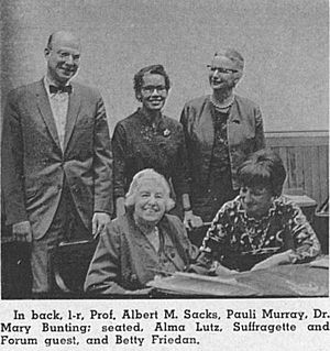 Albert M. Sacks, Pauli Murray, Dr. Mary Bunting; Alma Lutz, and Betty Friedan