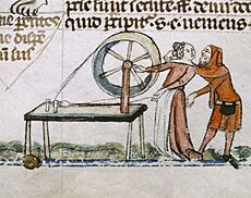 An amorous encounter - Smithfield Decretals (Decretals of Gregory IX) (c.1340), f.139 - BL Royal MS 10 E IV