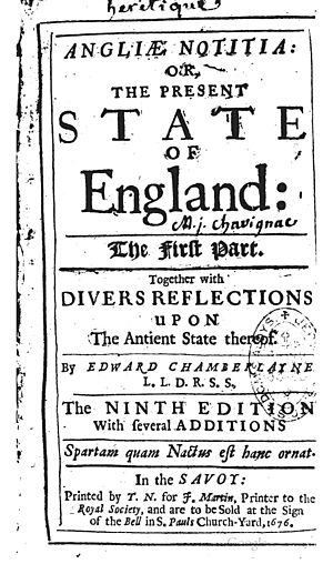 Angliæ Notitia, or The Present State of England. The First Part (9th ed, 1676, title page) by Edward Chamberlayne