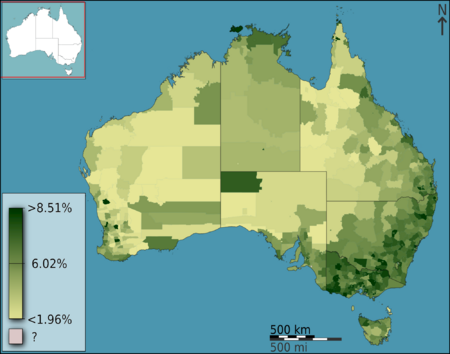 Australian Census 2011 demographic map - Australia by SLA - BCP field 2829 Secondary Total Persons