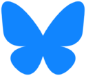 A simplified silhouette of a butterfly, with two symmetric pairs of wings, colored with a sky-blue gradient