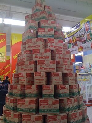 Boxes of Indo Mie instant noodles