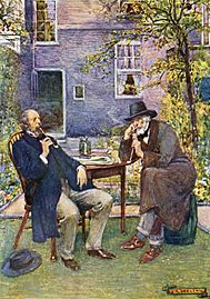 Carlyle (right) and Tennyson talking and smoking