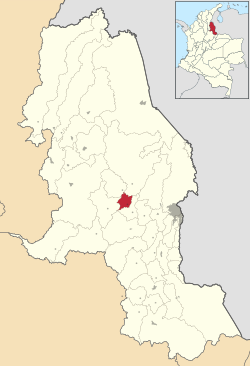 Location of the municipality and town of Lourdes, Norte de Santander in the Norte de Santander Department of Colombia.