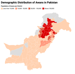 Distribution of Awan tribe in Pakistan