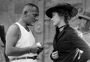 Fay Wray and Erich von Stroheim on the set of the film The Wedding March, 1928