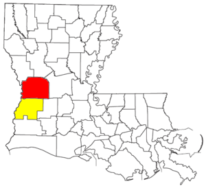 Location of the Fort Polk South-DeRidder CSA and its components:      Fort Polk South Micropolitan Statistical Area      DeRidder Micropolitan Statistical Area