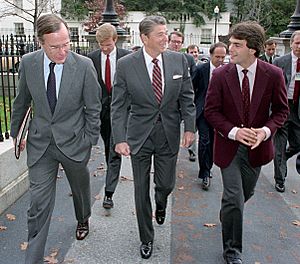 George H. W. Bush, Ronald Reagan and Doug Flutie (cropped)