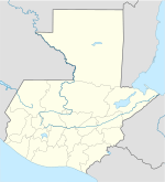 map of Guatemala with the position of the temple indicated