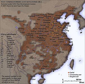 Han commanderies and kingdoms CE 2