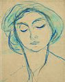 Jacqueline Marval Autoportrait au crayon bleu