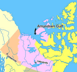 Map indicating Amundsen Gulf, Northwest Territories, Canada