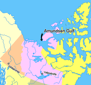 Map indicating Amundsen Gulf, Northwest Territories, Canada